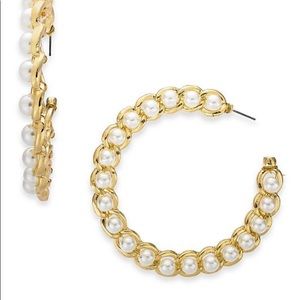 Thalia Sodi Gold-tone Imitation Pearl Chain Hoop